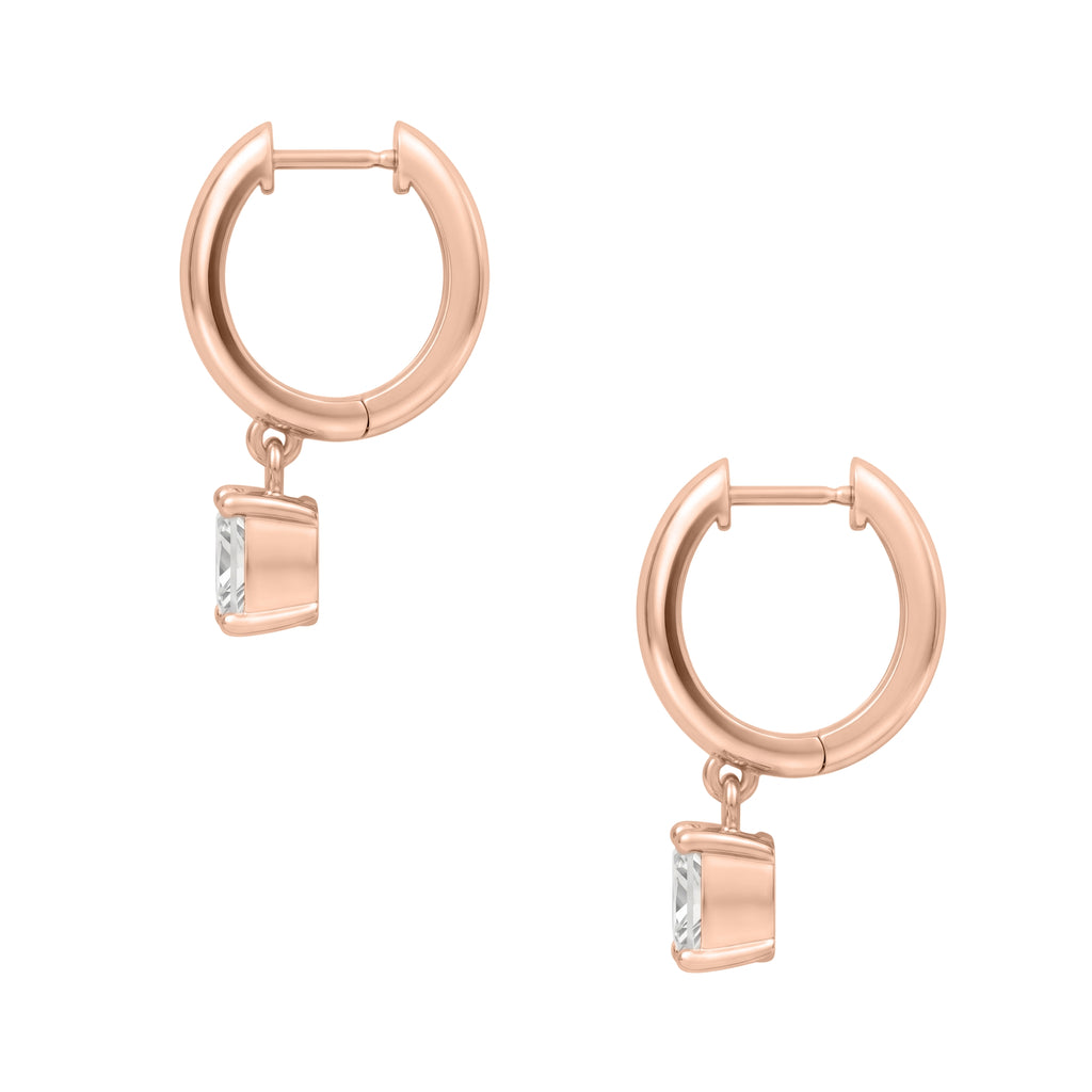 1-4 ctw Princess Hoop Earrings
