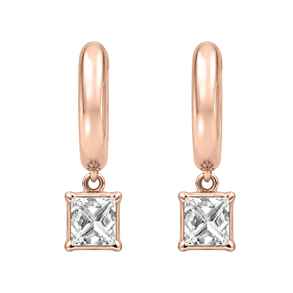 1-4 ctw Princess Hoop Earrings