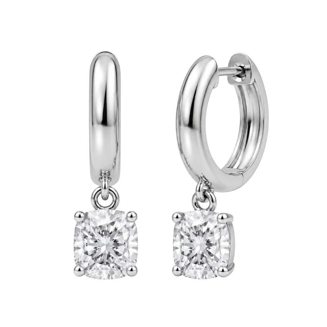 1-4 ctw Cushion Hoop Earrings
