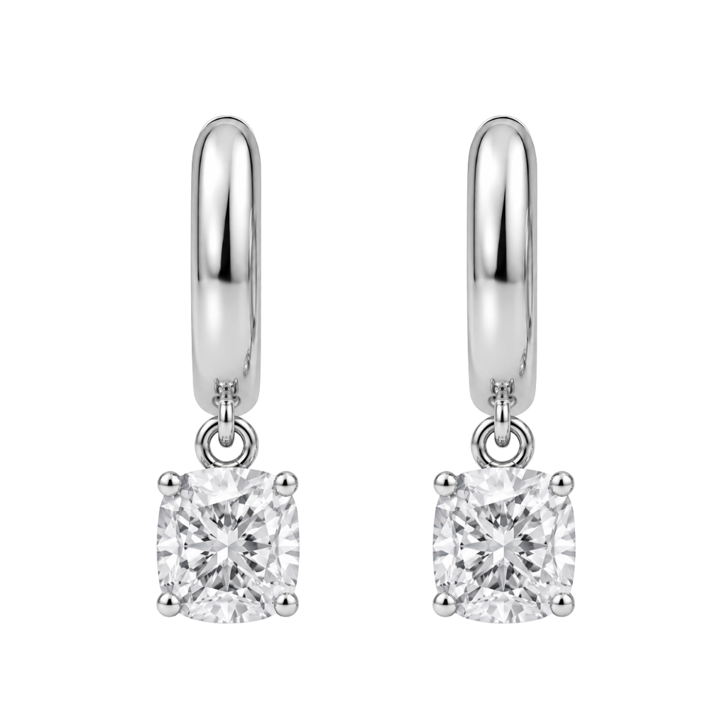 1-4 ctw Cushion Hoop Earrings