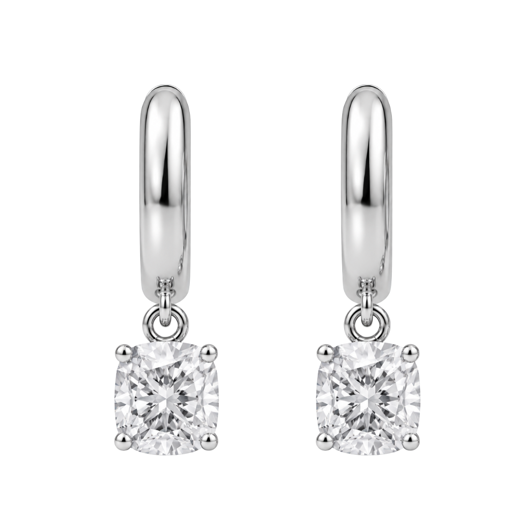1-4 ctw Cushion Hoop Earrings