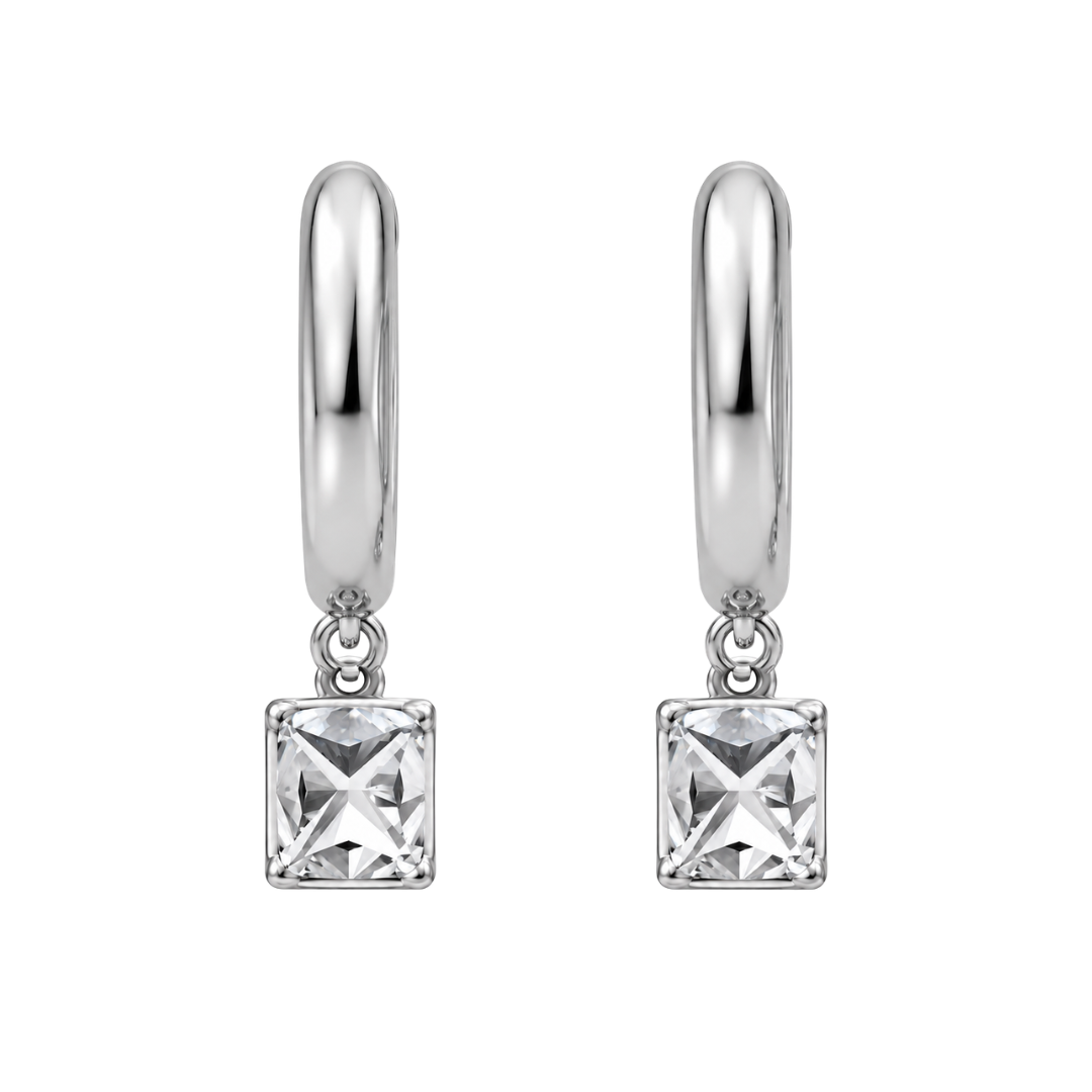 1-4 ctw Cushion Hoop Earrings