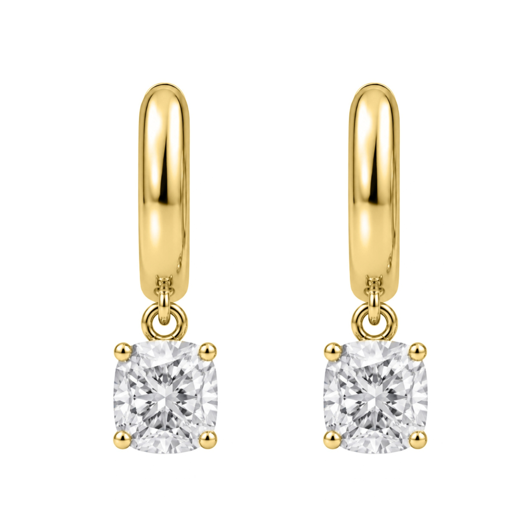 1-4 ctw Cushion Hoop Earrings
