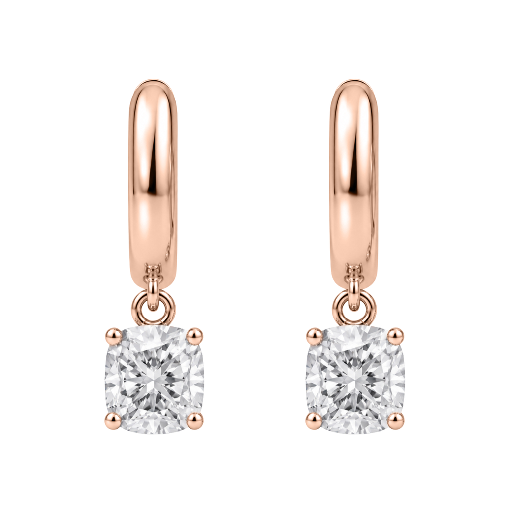 1-4 ctw Cushion Hoop Earrings
