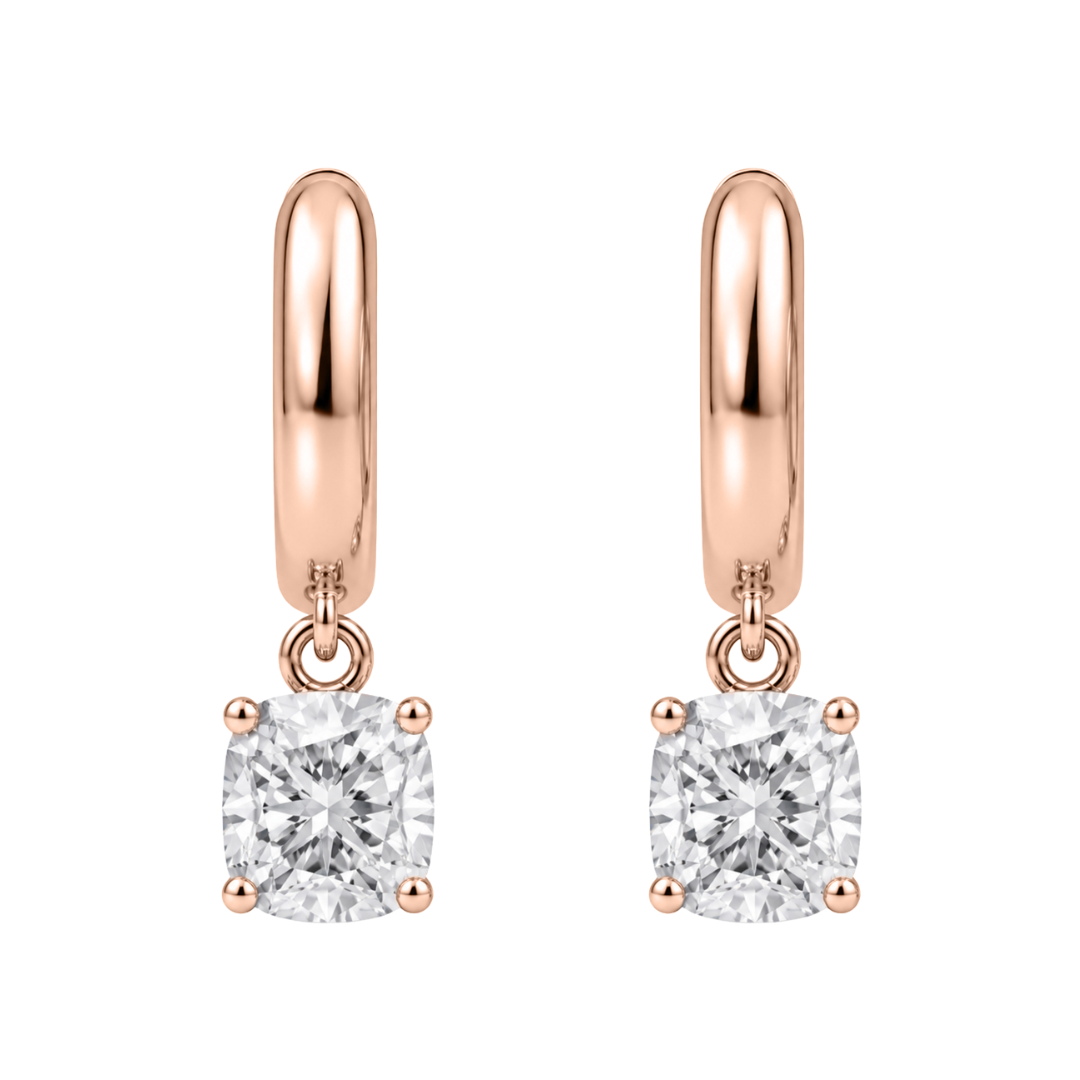 1-4 ctw Cushion Hoop Earrings