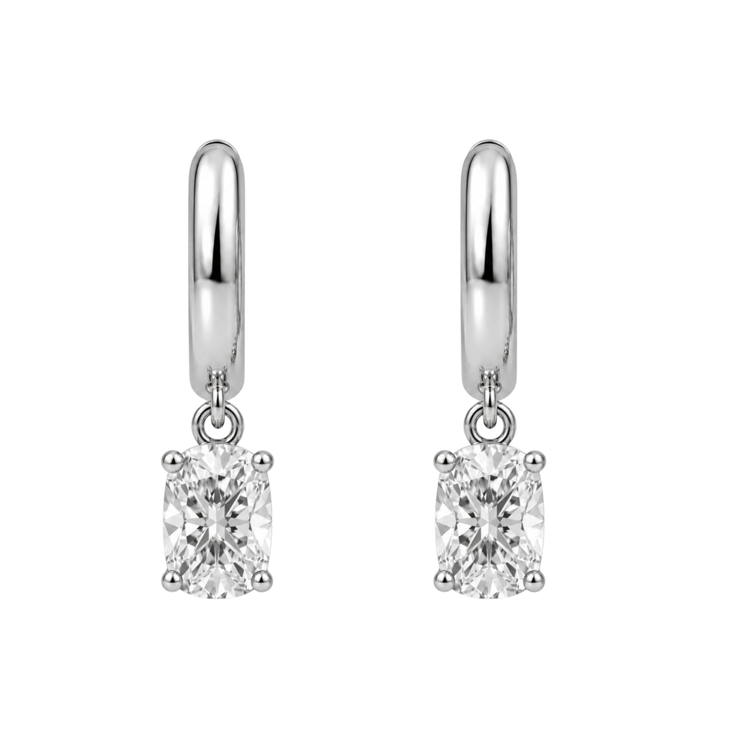1-4 ctw Long Cushion Hoop Earrings