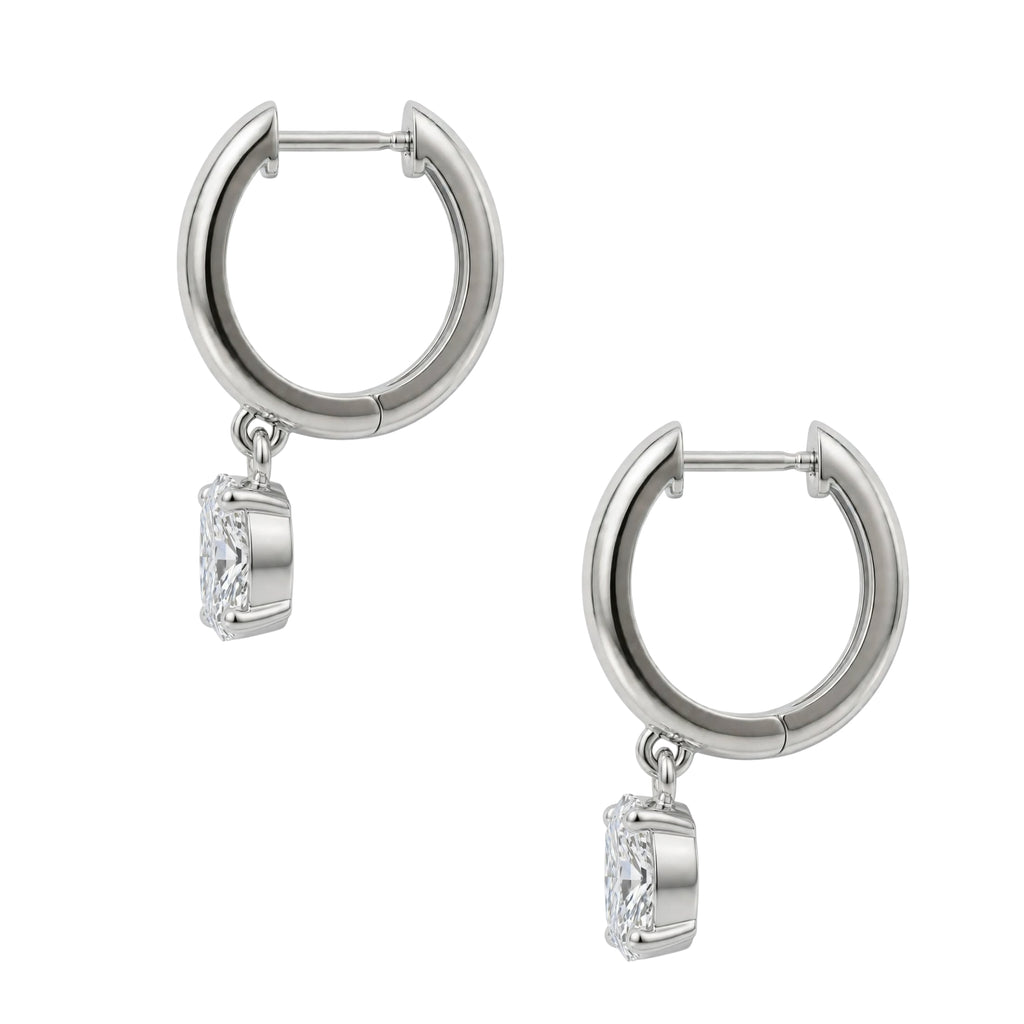 1-4 ctw Long Cushion Hoop Earrings