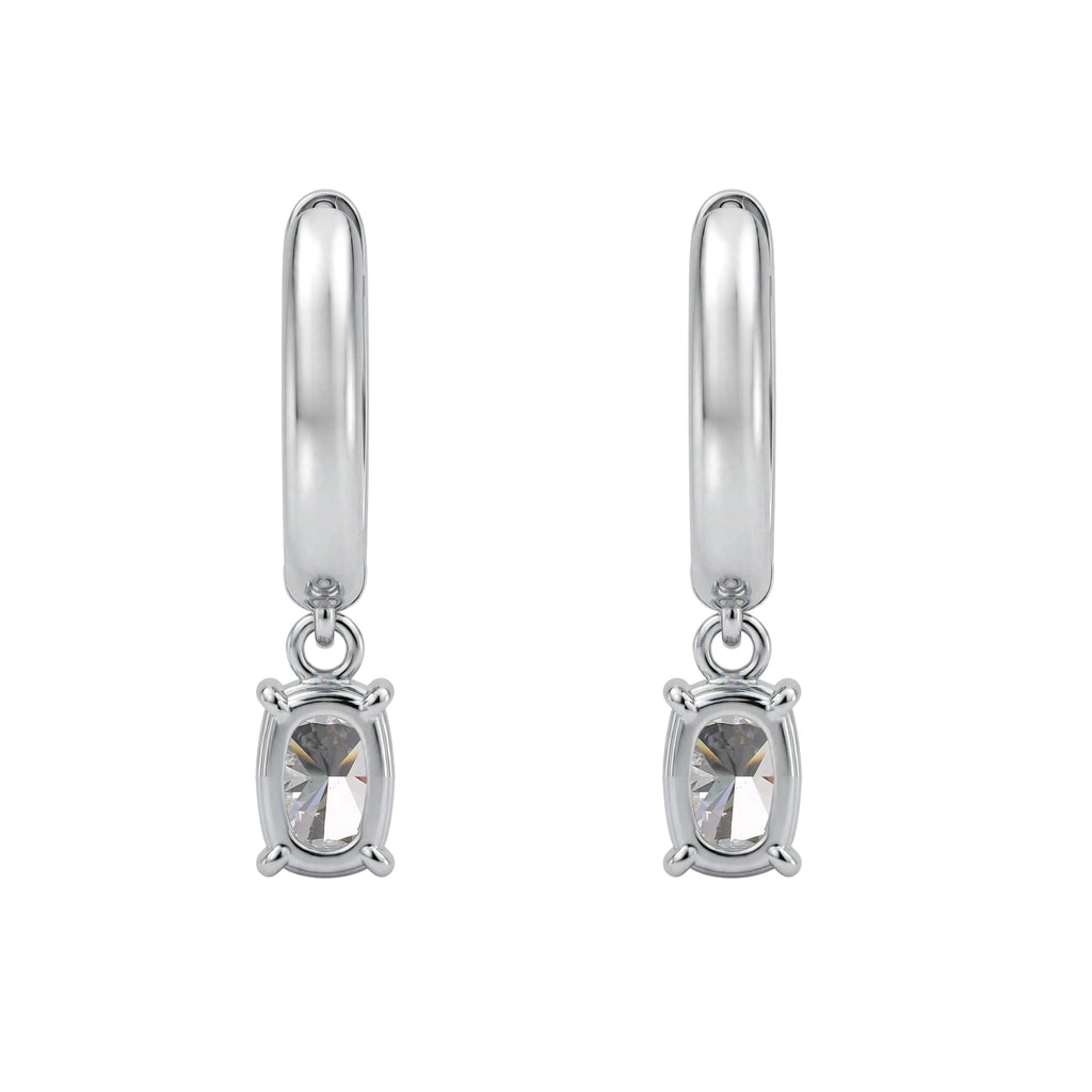 1-4 ctw Long Cushion Hoop Earrings