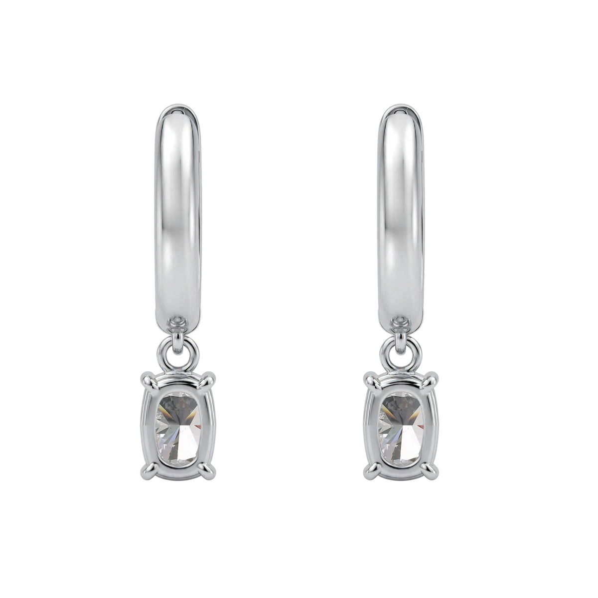 1-4 ctw Long Cushion Hoop Earrings