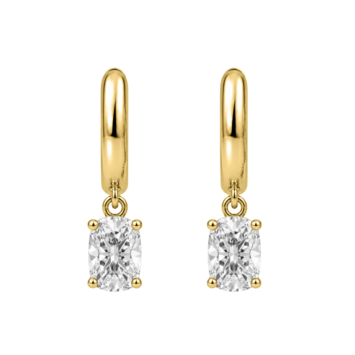 1-4 ctw Long Cushion Hoop Earrings