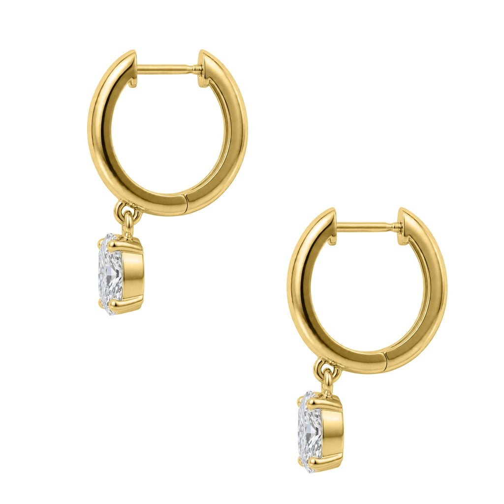1-4 ctw Long Cushion Hoop Earrings