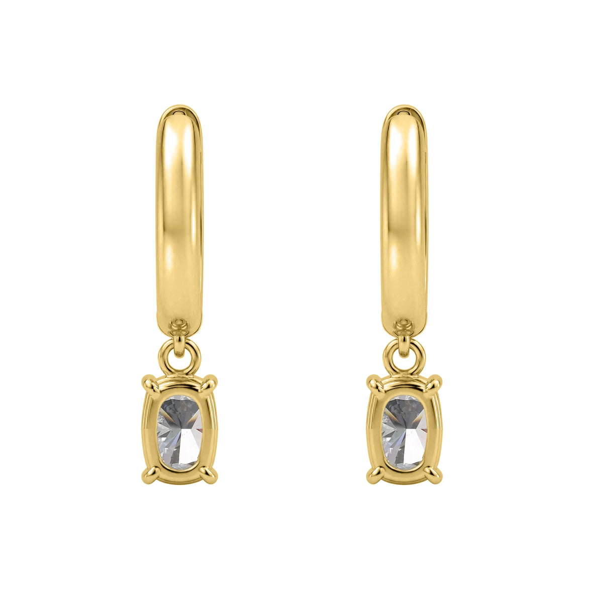 1-4 ctw Long Cushion Hoop Earrings