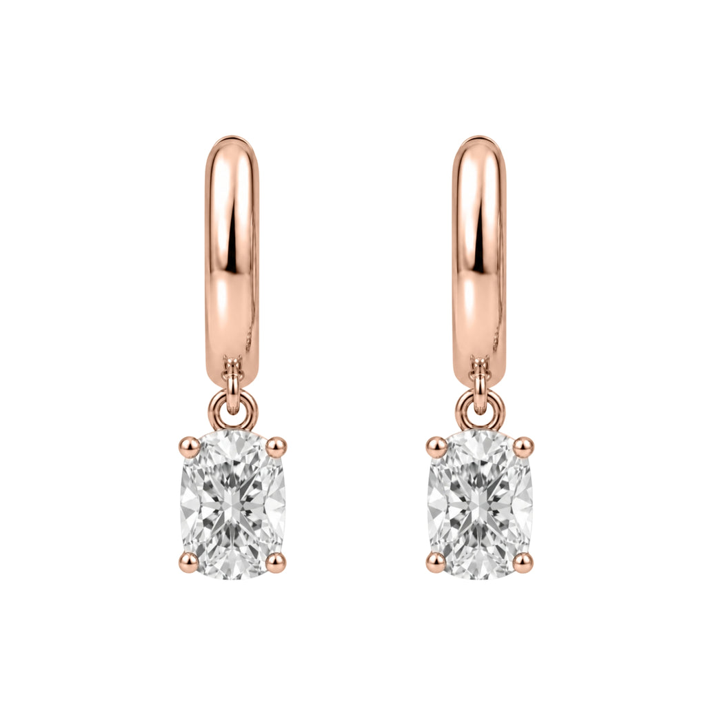 1-4 ctw Long Cushion Hoop Earrings
