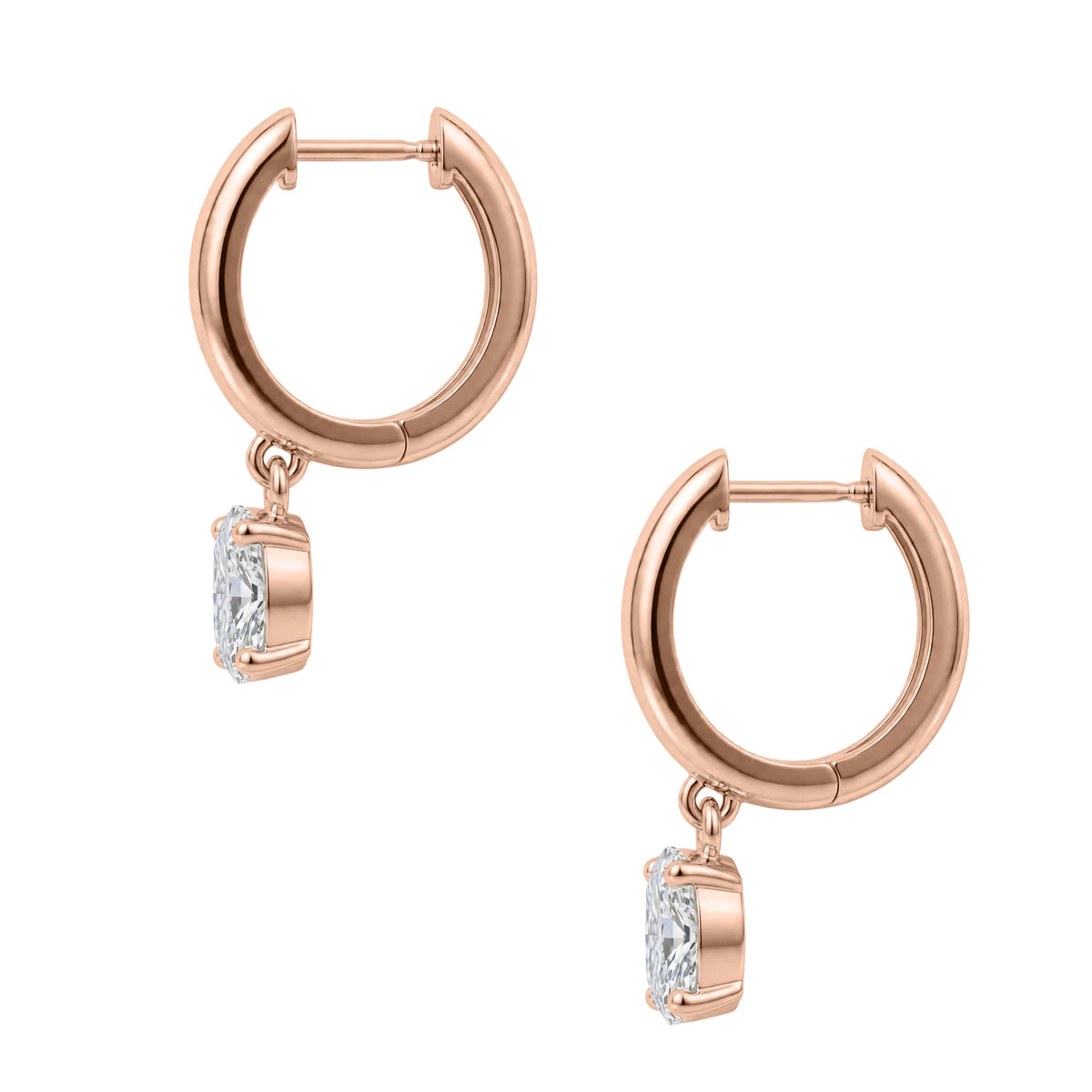 1-4 ctw Long Cushion Hoop Earrings