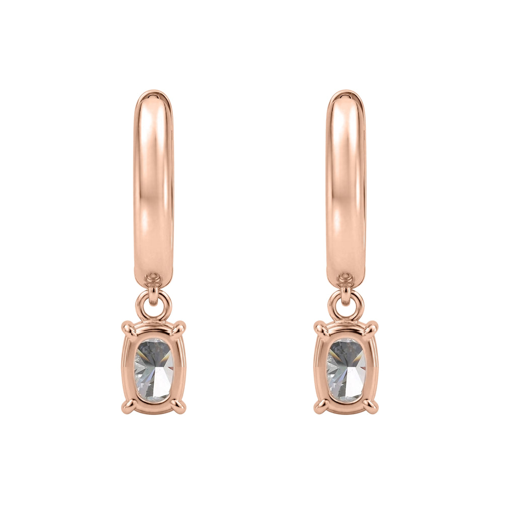 1-4 ctw Long Cushion Hoop Earrings