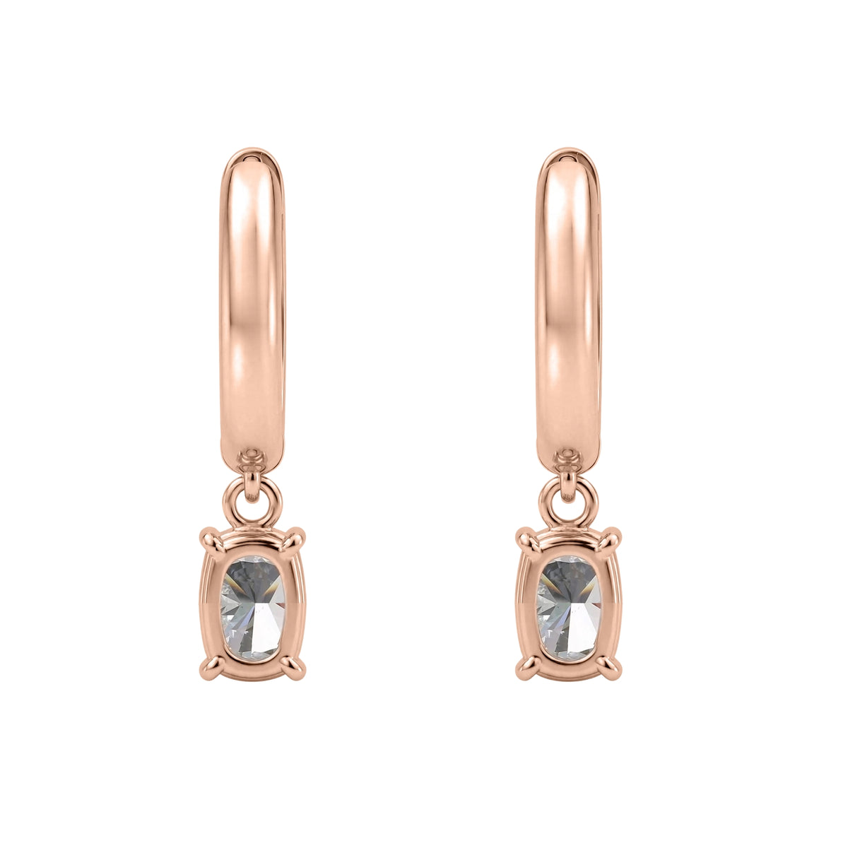 1-4 ctw Long Cushion Hoop Earrings