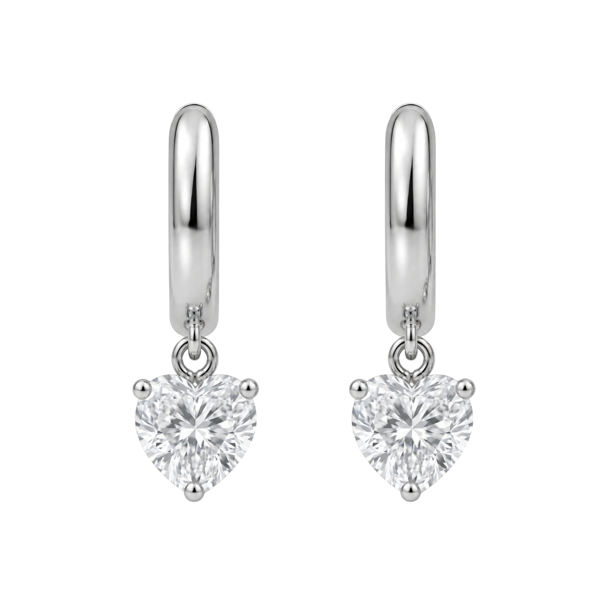 1-4 ctw Heart Hoop Earrings