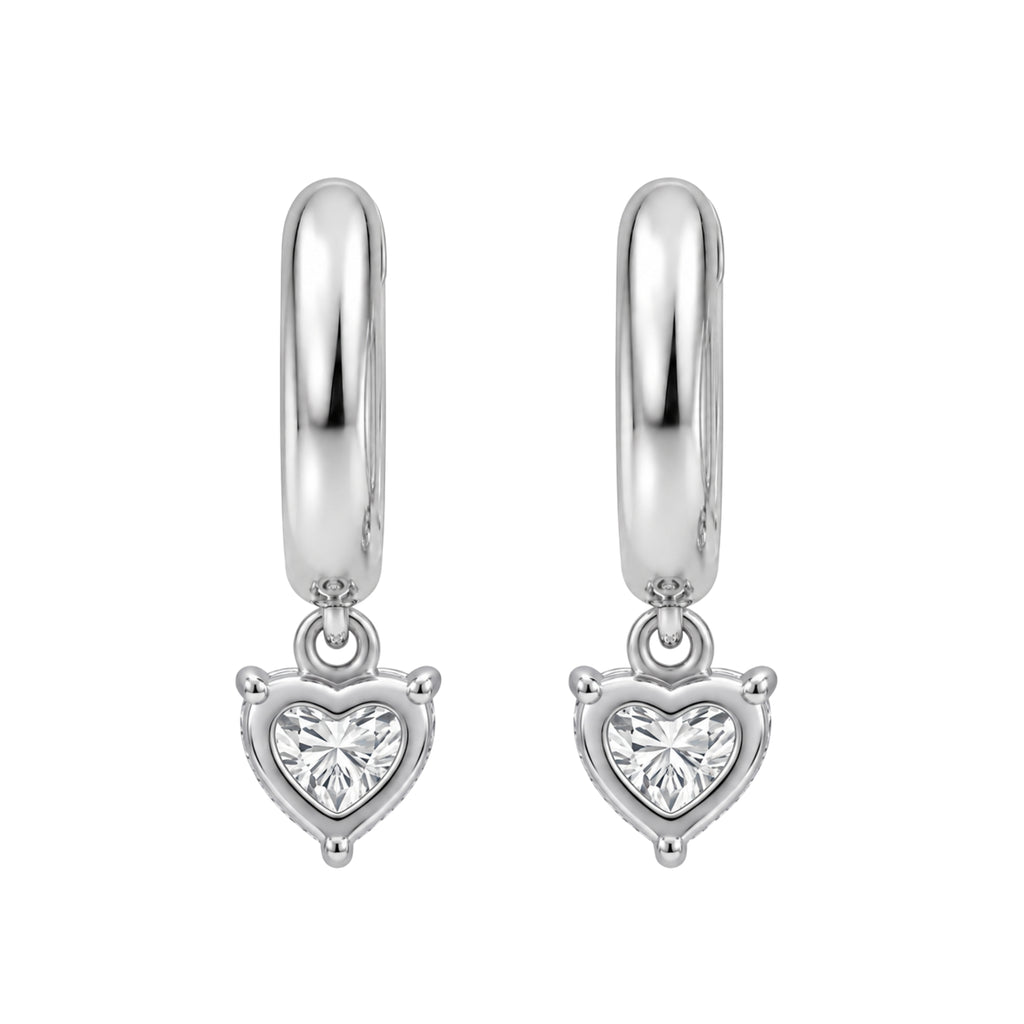 1-4 ctw Heart Hoop Earrings