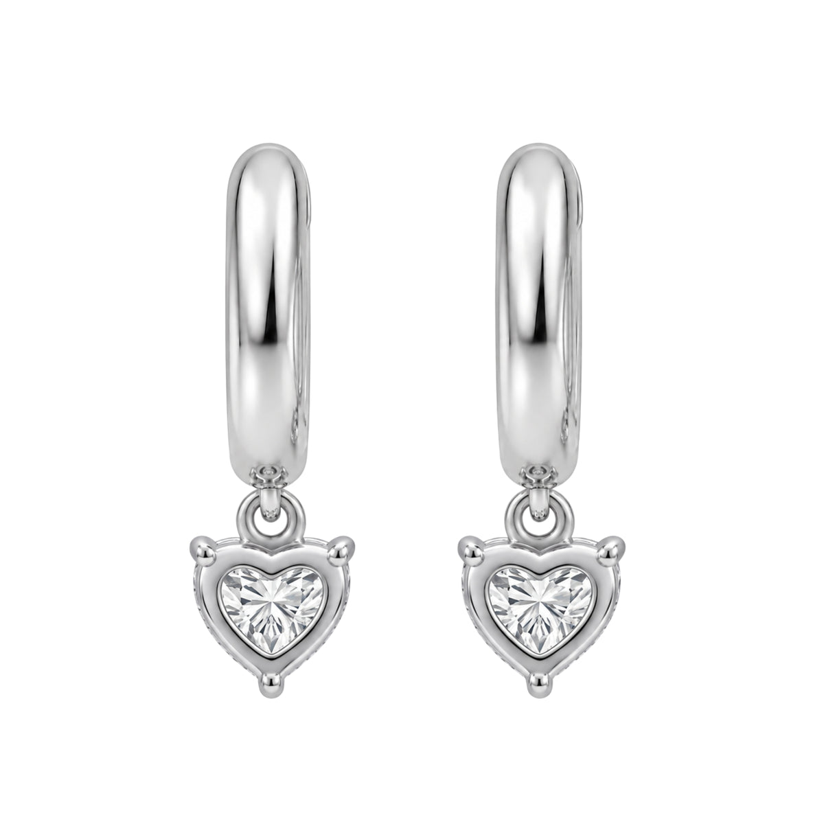 1-4 ctw Heart Hoop Earrings