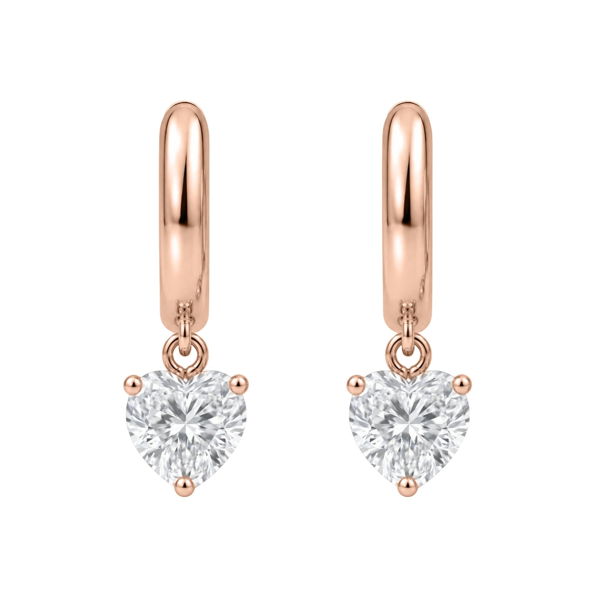 1-4 ctw Heart Hoop Earrings