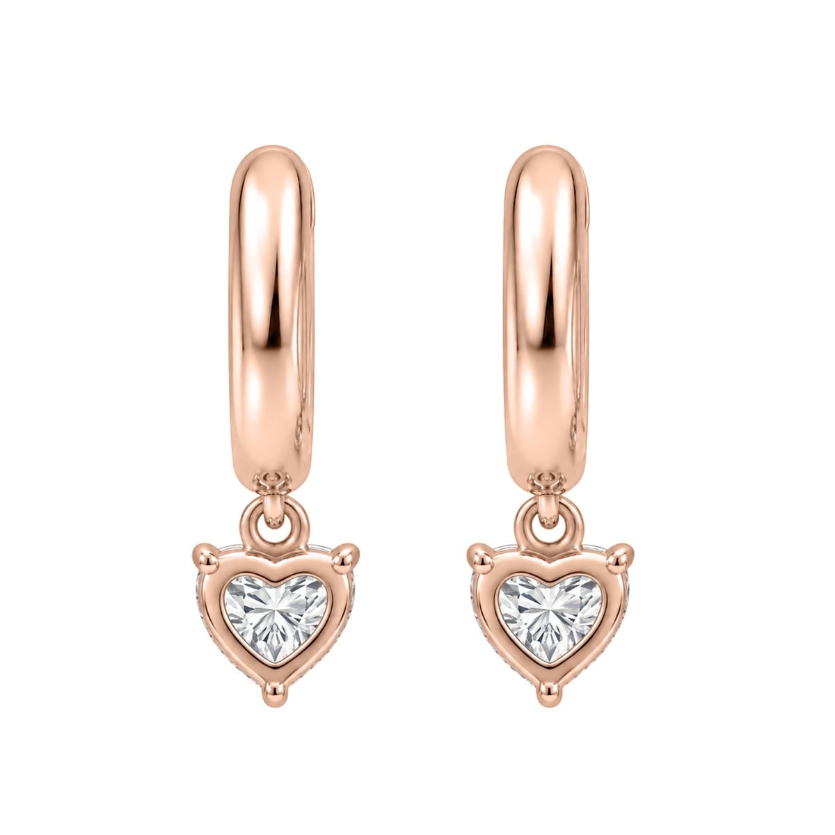 1-4 ctw Heart Hoop Earrings