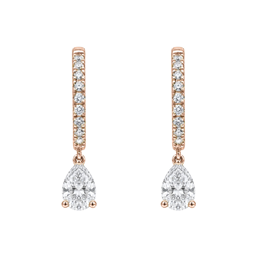 1-3 ctw Pear With Round Hoop Earrings