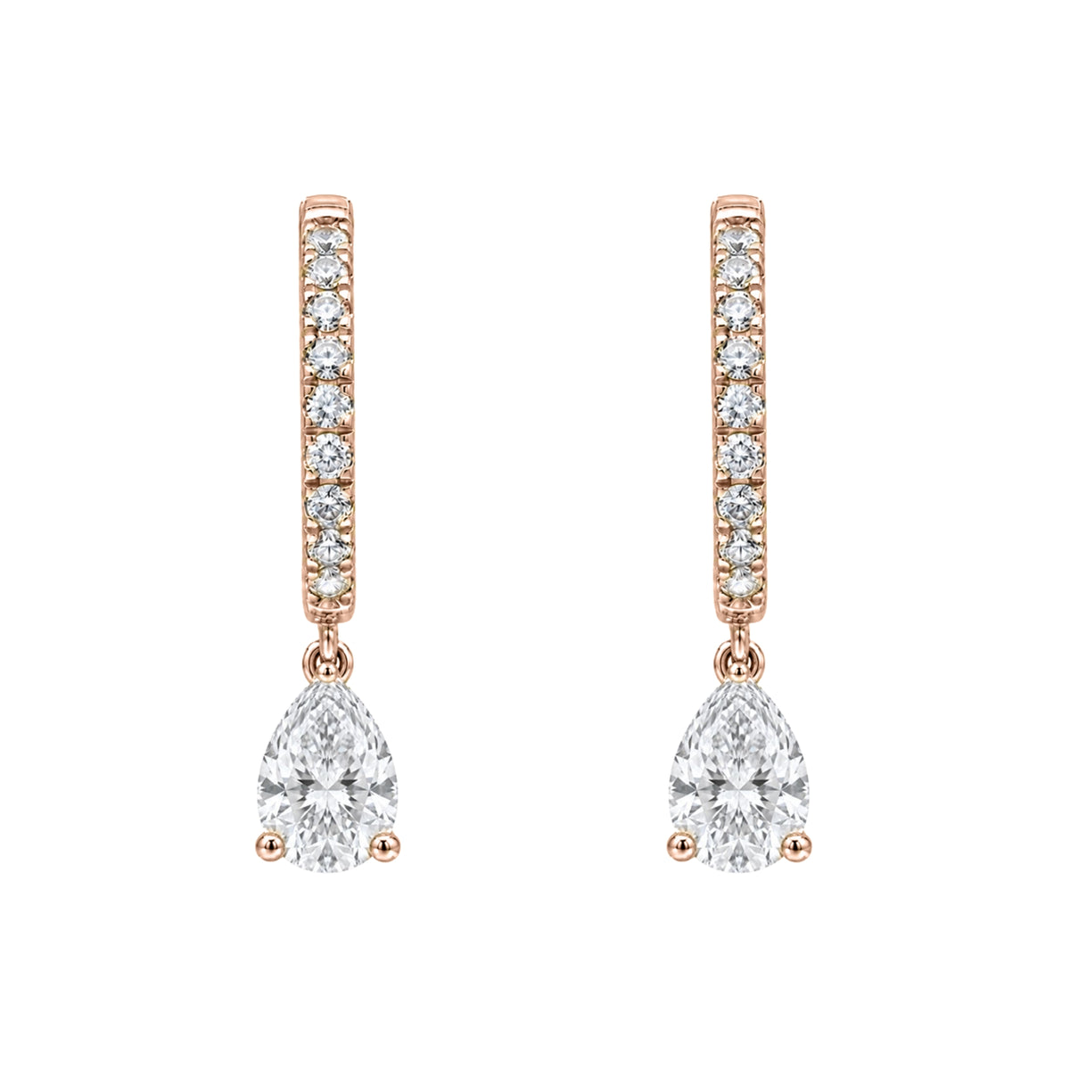 1-3 ctw Pear With Round Hoop Earrings