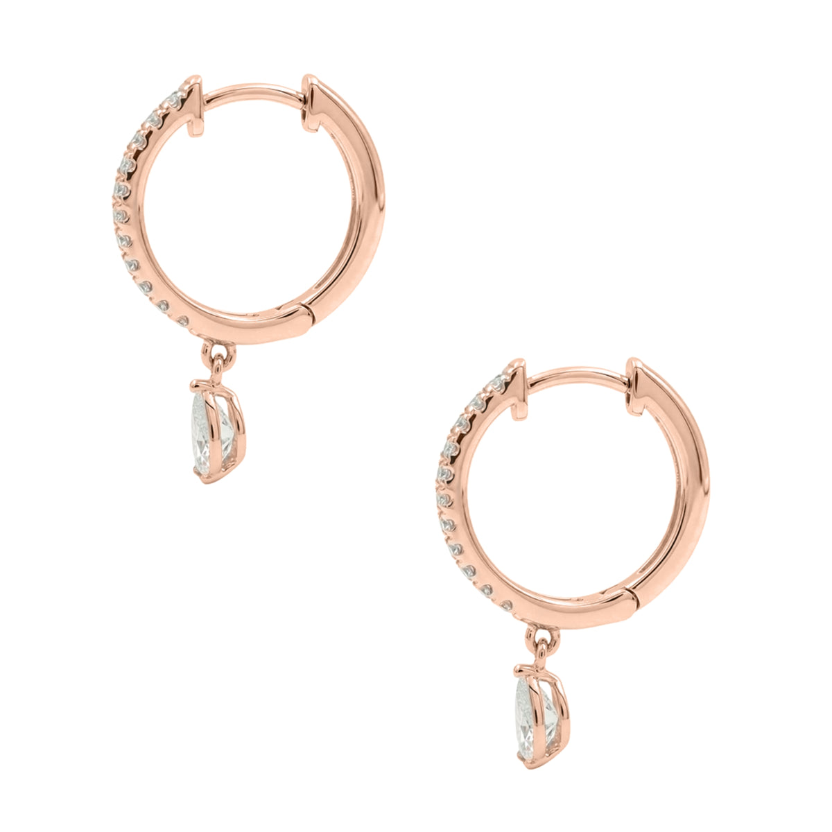 1-3 ctw Pear With Round Hoop Earrings