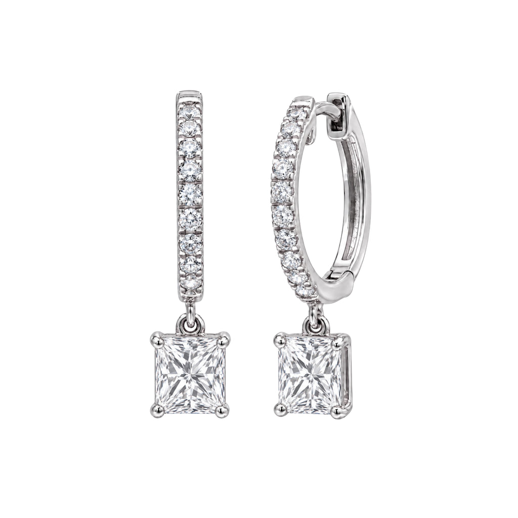 1-3 ctw Princess With Round Hoop Earrings