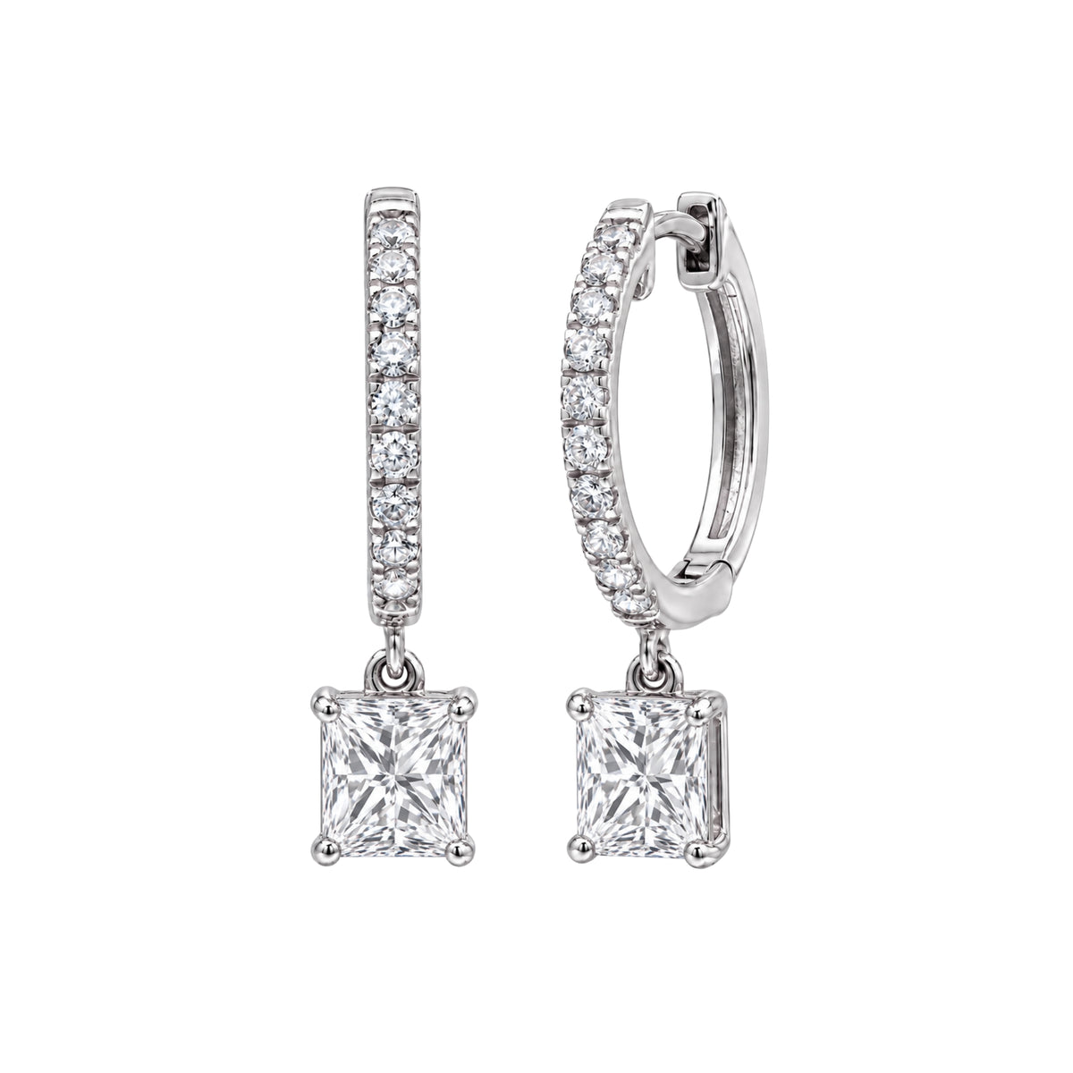 1-3 ctw Princess With Round Hoop Earrings