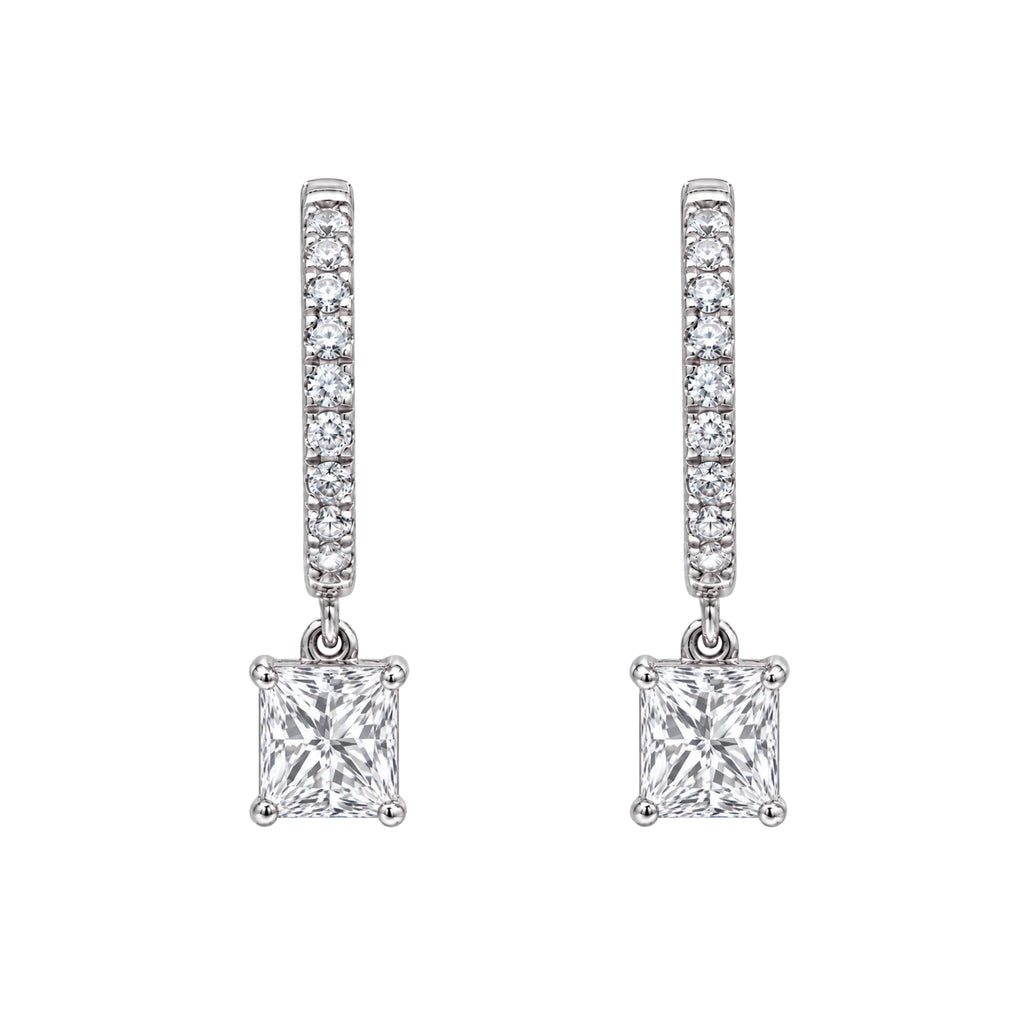 1-3 ctw Princess With Round Hoop Earrings