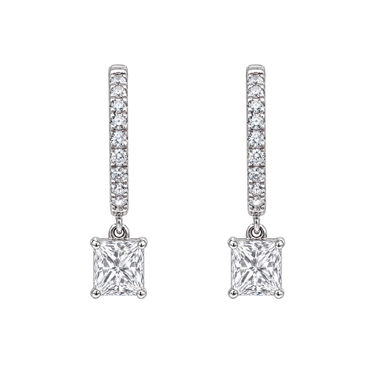 1-3 ctw Princess With Round Hoop Earrings
