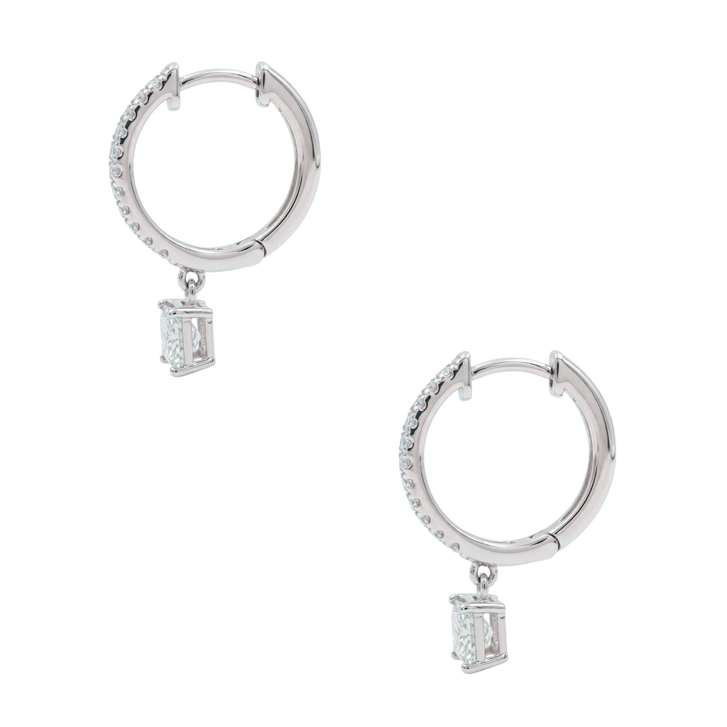1-3 ctw Princess With Round Hoop Earrings