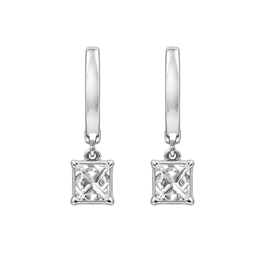 1-3 ctw Princess With Round Hoop Earrings
