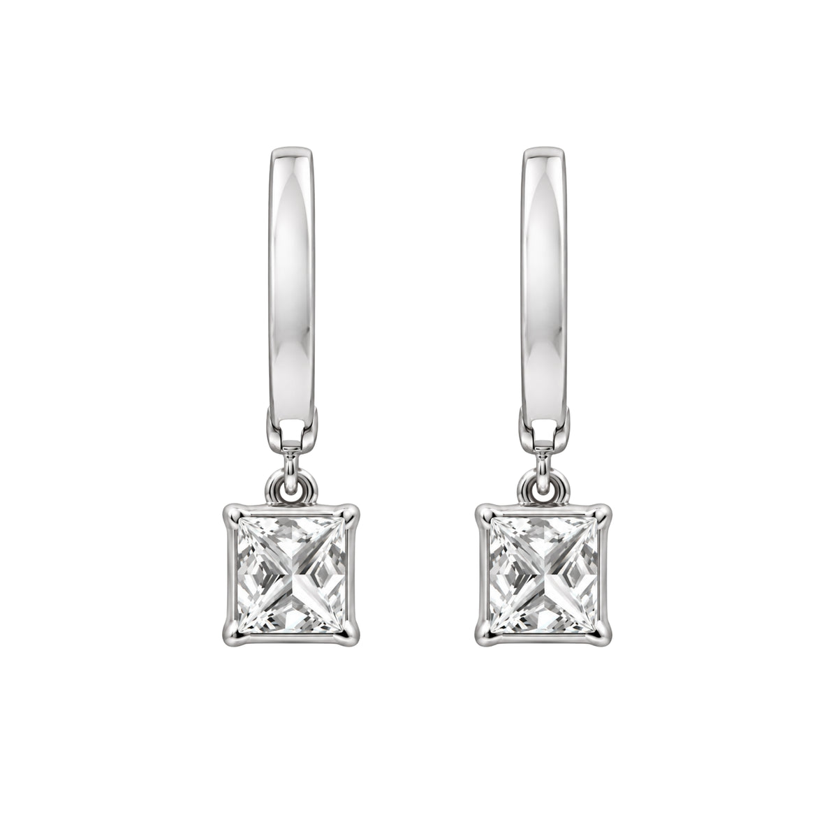 1-3 ctw Princess With Round Hoop Earrings