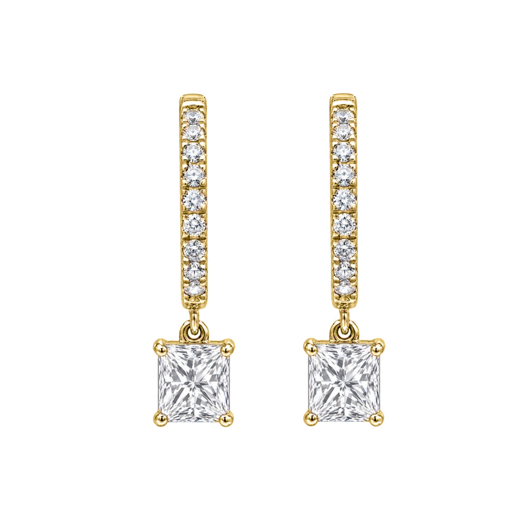 1-3 ctw Princess With Round Hoop Earrings