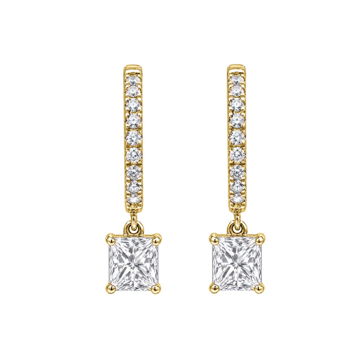 1-3 ctw Princess With Round Hoop Earrings