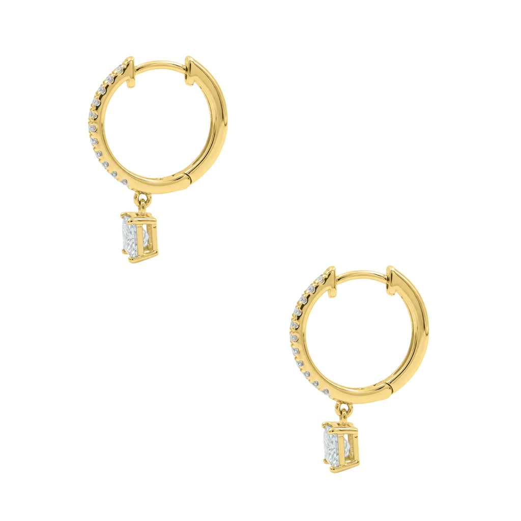 1-3 ctw Princess With Round Hoop Earrings