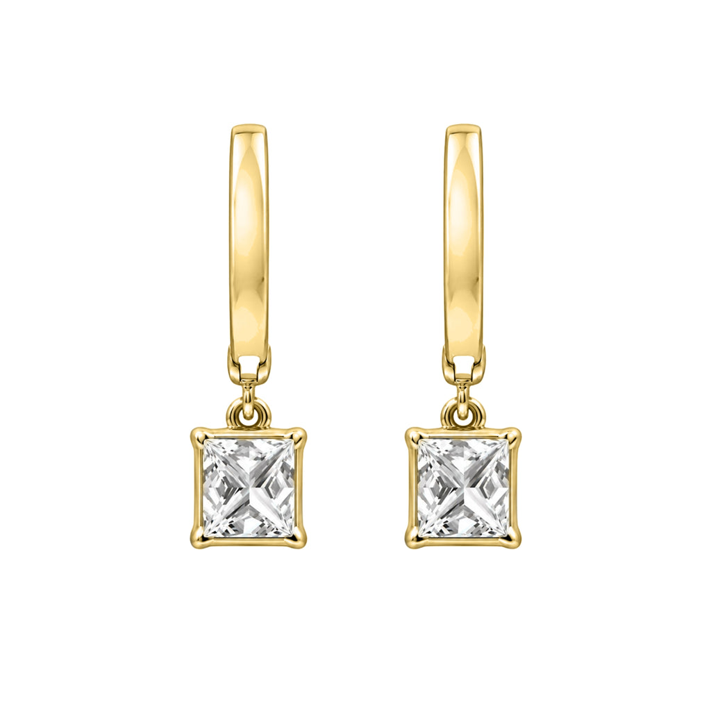 1-3 ctw Princess With Round Hoop Earrings