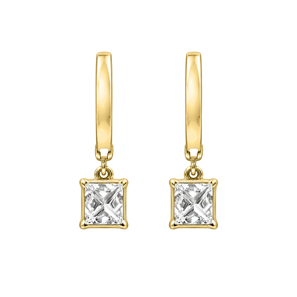 1-3 ctw Princess With Round Hoop Earrings