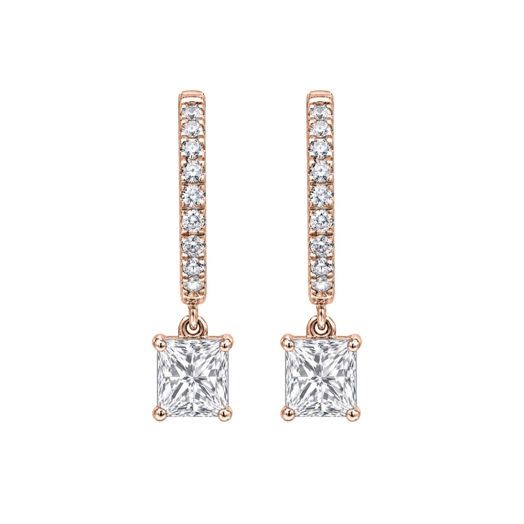 1-3 ctw Princess With Round Hoop Earrings
