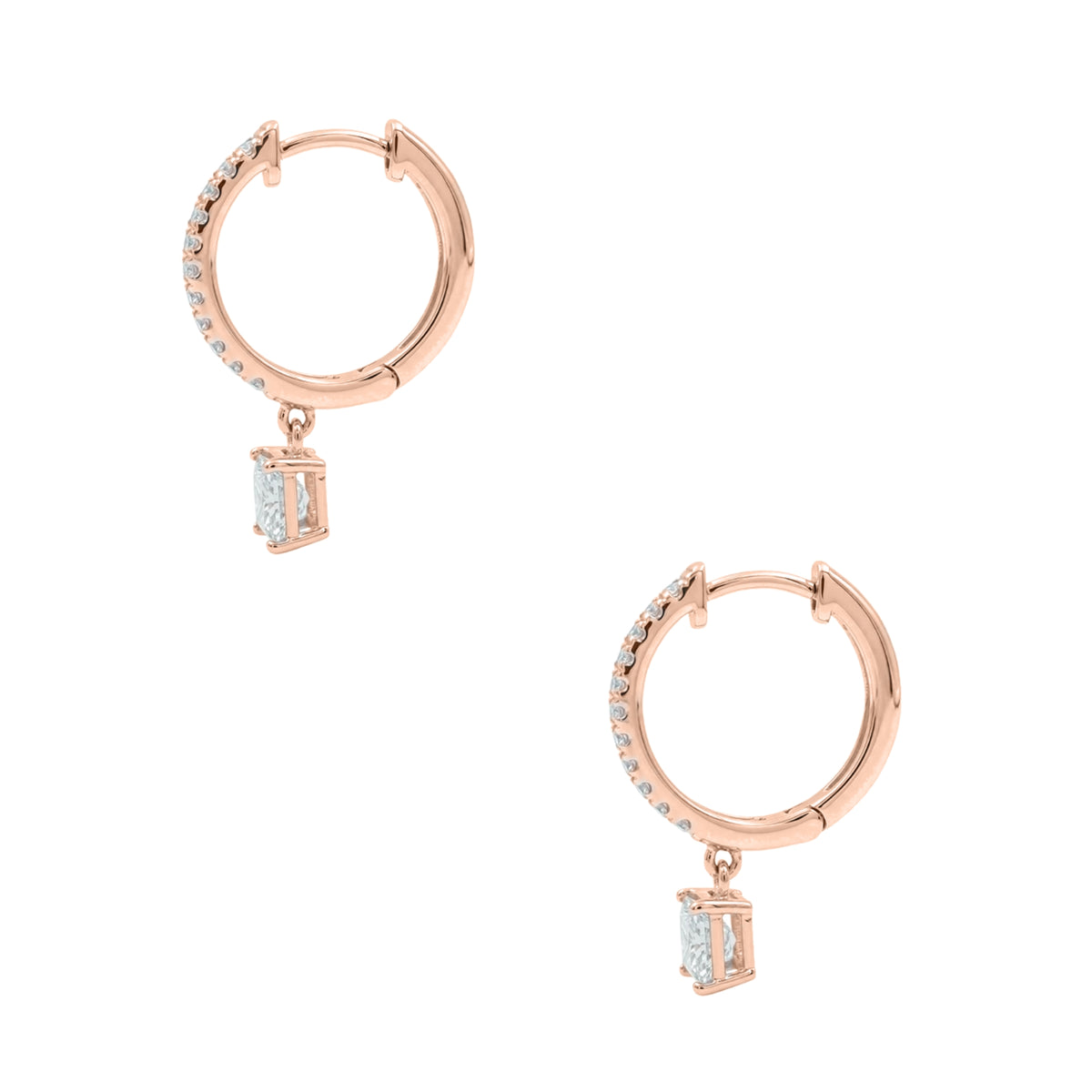 1-3 ctw Princess With Round Hoop Earrings