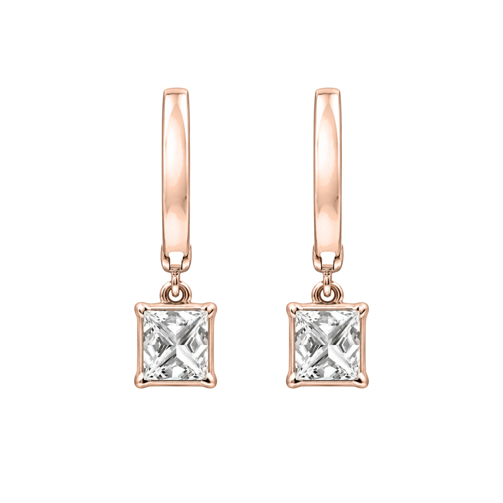 1-3 ctw Princess With Round Hoop Earrings