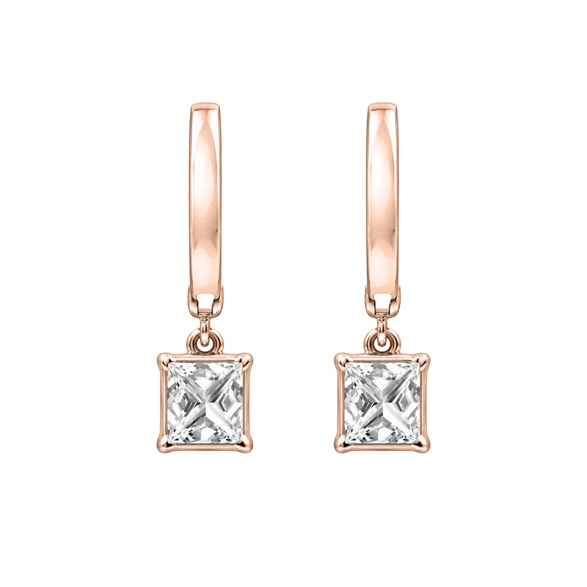 1-3 ctw Princess With Round Hoop Earrings
