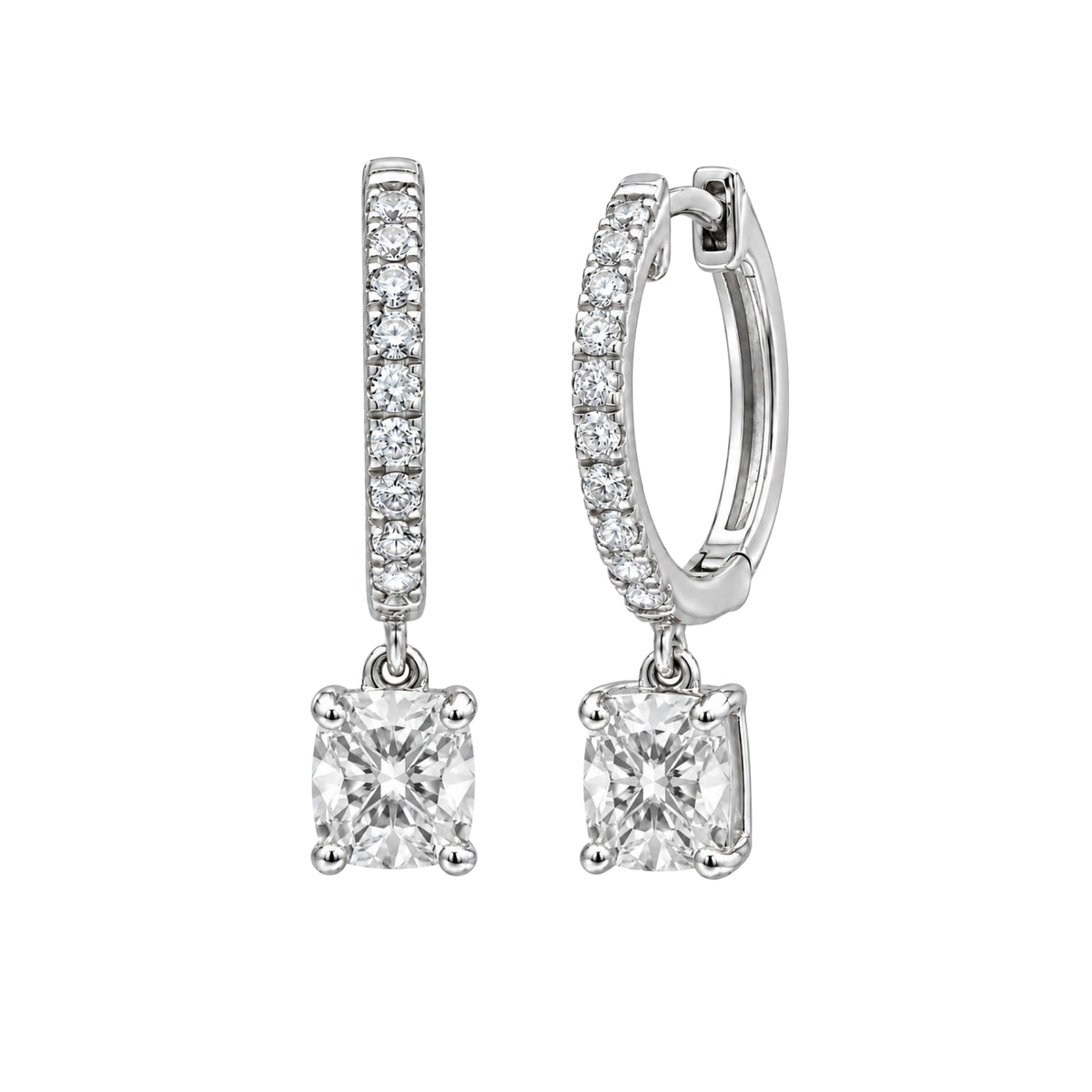 1-3 ctw Cushion With Round Hoop Earrings