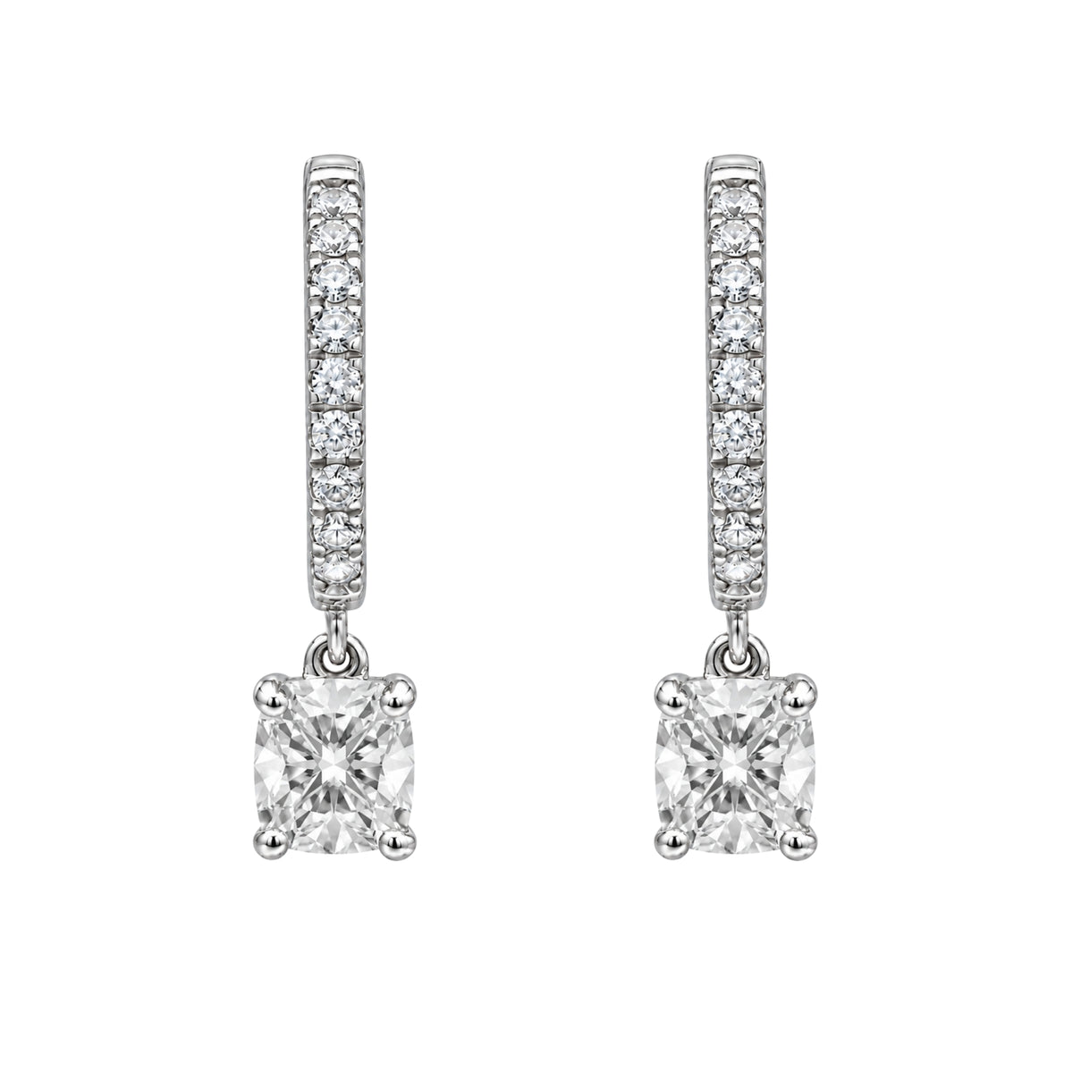 1-3 ctw Cushion With Round Hoop Earrings