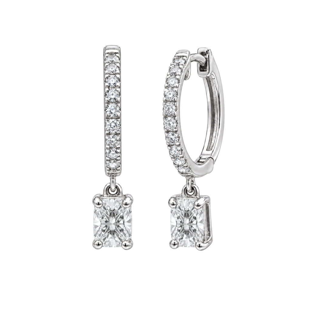1-3 ctw Long Cushion With Round Hoop Earrings