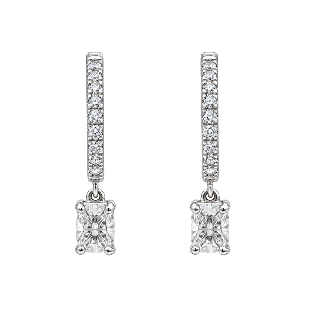 1-3 ctw Long Cushion With Round Hoop Earrings