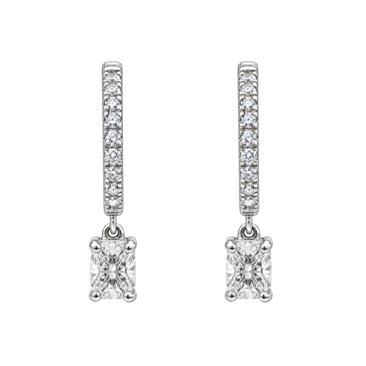 1-3 ctw Long Cushion With Round Hoop Earrings