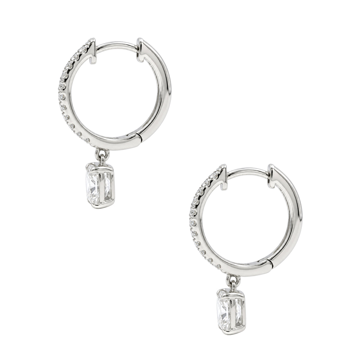 1-3 ctw Long Cushion With Round Hoop Earrings